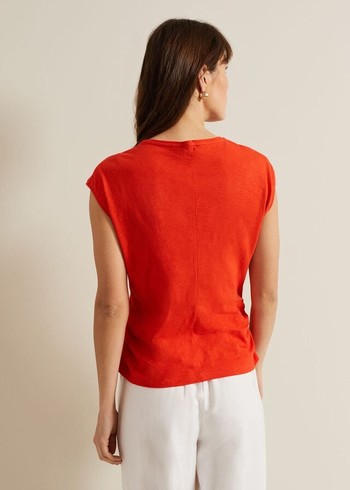 Phase Eight Jenny V Neck Ruched T Shirts Red Canada | KAOERZ-095